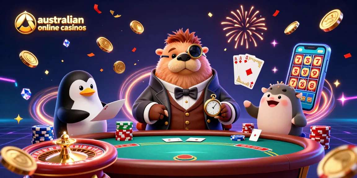 Experience the thrill of australian online casinos with a quirky underwater poker scene featuring colorful characters and lively casino elements.