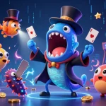 Experience thrilling card tricks in an enchanting underwater casino with uu666's magical eel and friends.