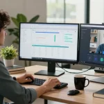 Tim pemasaran digital bekerja dengan data GEGESLOT di ruang kantor modern.