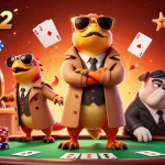 f8beta2 showcases raptors in a trench coat trying to bluff their way into a VIP casino lounge.