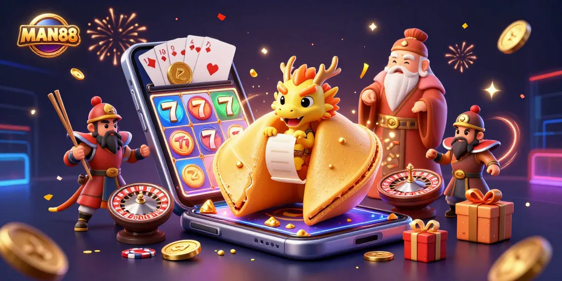 MAN88 promotes an exciting casino experience with golden fortunes and lively gaming elements.