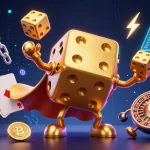 Experience thrilling games with au88's vibrant 3D illustration featuring golden dice, crypto coins, and lively casino elements.