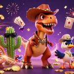 Engage in thrilling gameplay at QS88 with a vibrant, casino-themed 3D illustration featuring characters and dynamic gaming elements.