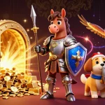 Bet on sports with soikeo in a vibrant, immersive 3D scene showing knights, treasure, and gambling elements.