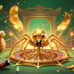 Engage in mygamefishing with a dynamic scene of a spider, fly, and centipede in a vibrant casino.