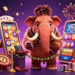 Join the vibrant atmosphere at s8 casino, featuring a mammoth bouncer, VIP saber-tooth guest, and gaming excitement.