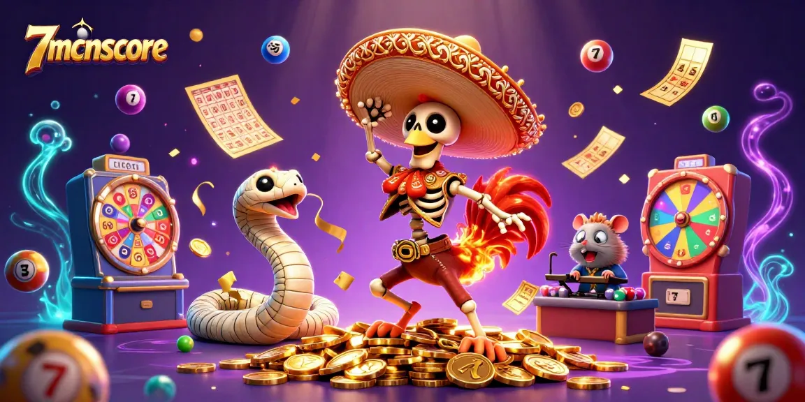 Experience thrilling wins with 7mcnscore featuring vibrant casino elements in a dynamic 3D scene.