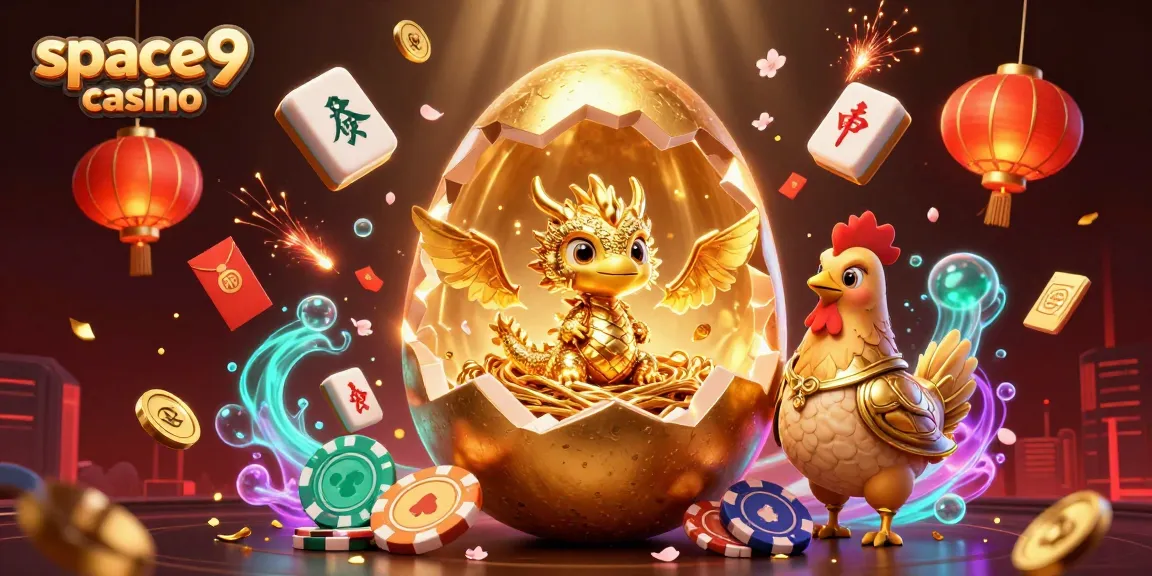 Experience the excitement of space9 casino with a vibrant, action-packed 3D scene featuring gold treasures and gaming elements.