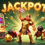 ZBET champions big wins with a golden jackpot amidst lively casino elements.