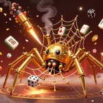 Catch thrilling moments in the world of winbox88msia with a playful steampunk spider and casino elements.