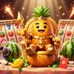Spin the reels of fortune with the budi4d link, featuring dazzling casino elements in a vibrant 3D scene.