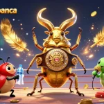 Experience thrilling betting with onlinegamebanca featuring a giant beetle champion in a lively casino arena