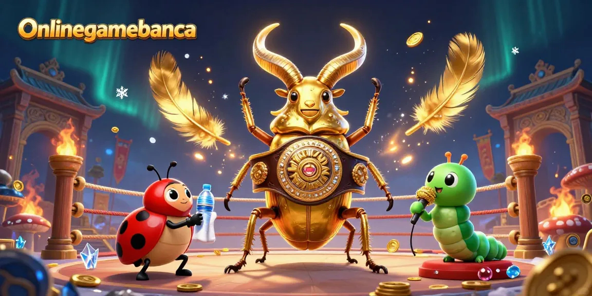 Experience thrilling betting with onlinegamebanca featuring a giant beetle champion in a lively casino arena