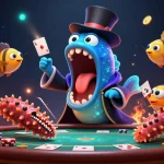 TATA4D RESMI features a magical deep-sea poker scene with thrilling card tricks and vibrant casino elements.