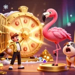 Spin to win at Say88 with a golden prize wheel, vibrant gems, and exciting casino elements!