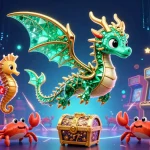 Join the excitement with game Sin88, showcasing vibrant 3D slot reels and playful sea creatures.