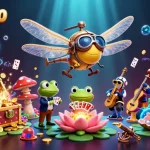 Join the excitement at shbet800, where a dragonfly pilot and frog croupier create an electrifying casino scene.